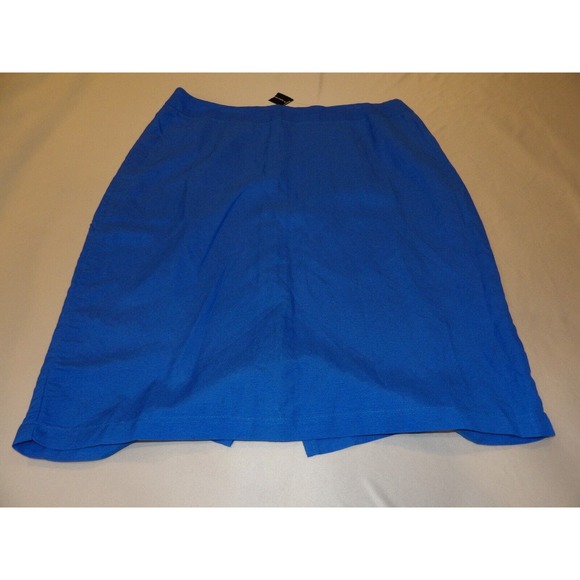 Ashley Stewart 18 Skirt Blue Ramie Rayon Blue Pencil Straight Career Zip Plus - Picture 2 of 11